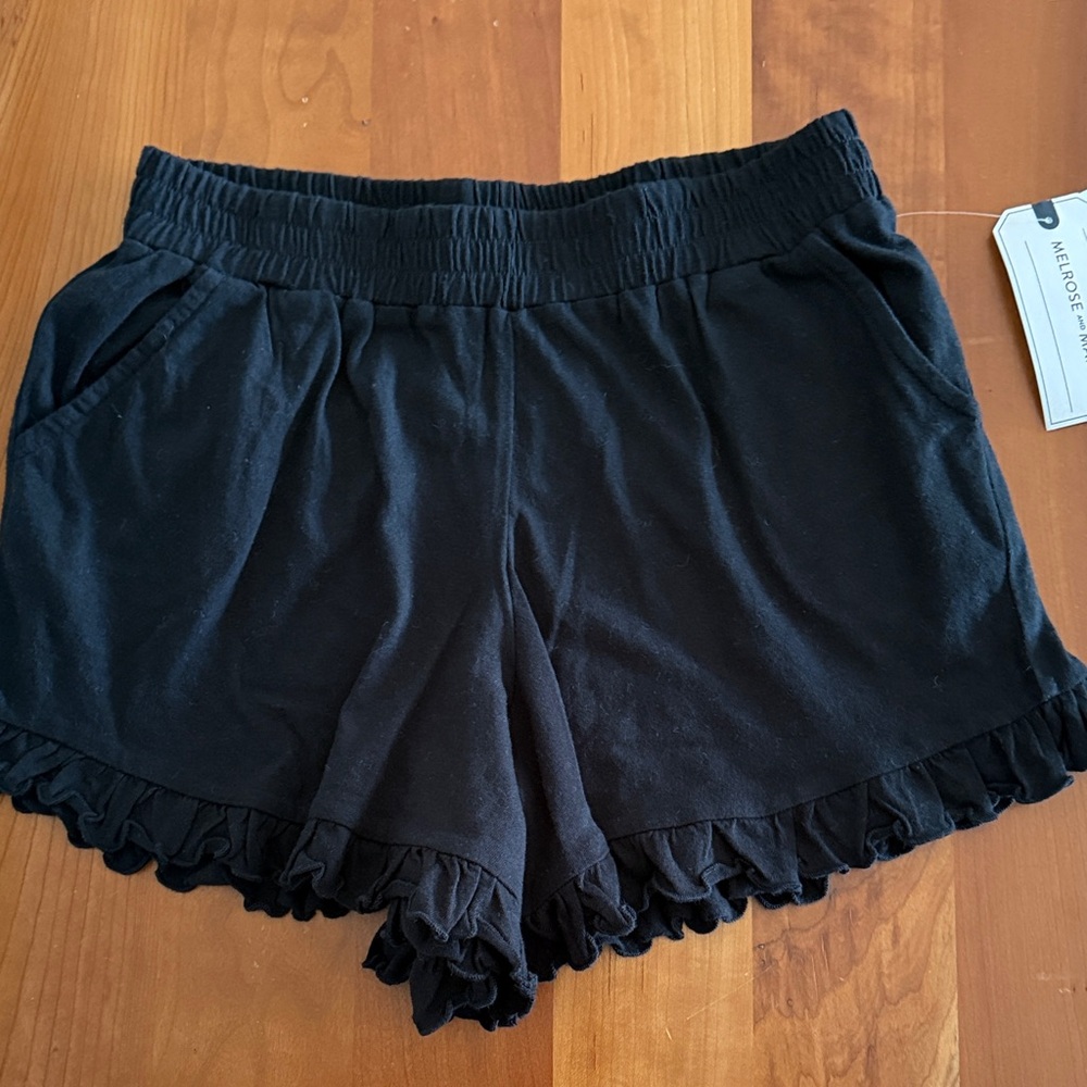 Melrose and Market Black High-Waist Ruffle Hem Shorts size 10 12 girls